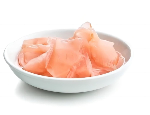 ترشی زنجبیل شیرین تند و تازه ژاپنی برش داده شده و نوار برای محصول سوشی