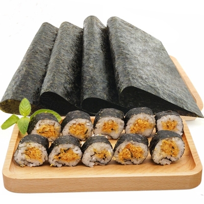 درجه B ژاپنی 100 برگ جلبک دریایی بوداده یاکی سوشی نوری سبز تیره ترد
